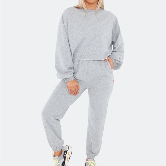 BAYSE Raw Hem Lounge Sweatshirt in Grey - Picture 4 of 4